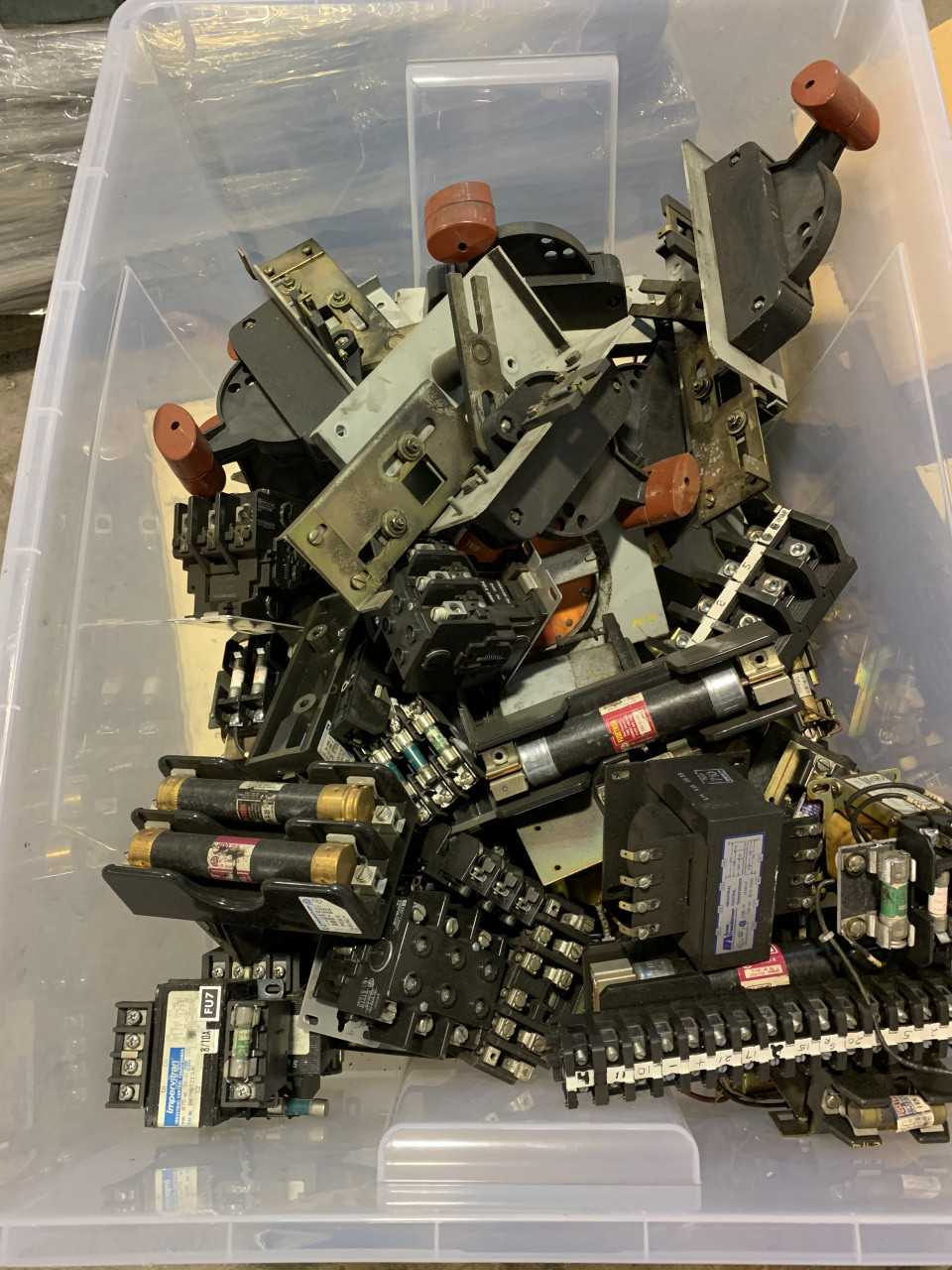 LOT OF GENRAL ELECTRIC BREAKER HANDLES AND TRANSFORMERS MISC. PARTS - CONTROL TRANSFORMERS