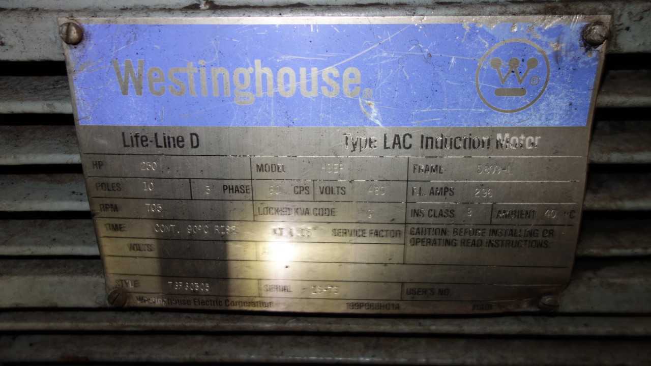 WESTINGHOUSE TYPE LAC HSEP 250HP MOTOR 460V 5809L - ELECTRIC MOTORS