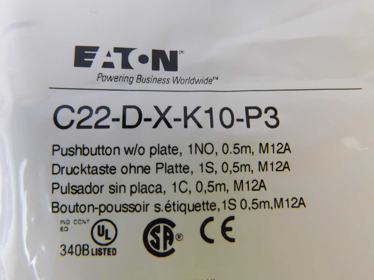 Lot of Qty 30x Eaton C22-D-X-K10-P3 Pushbutton Non-Illuminated 1NO NEMA 4X, 13 Flush Mounting Buttonless - INDUSTRIAL PARTS