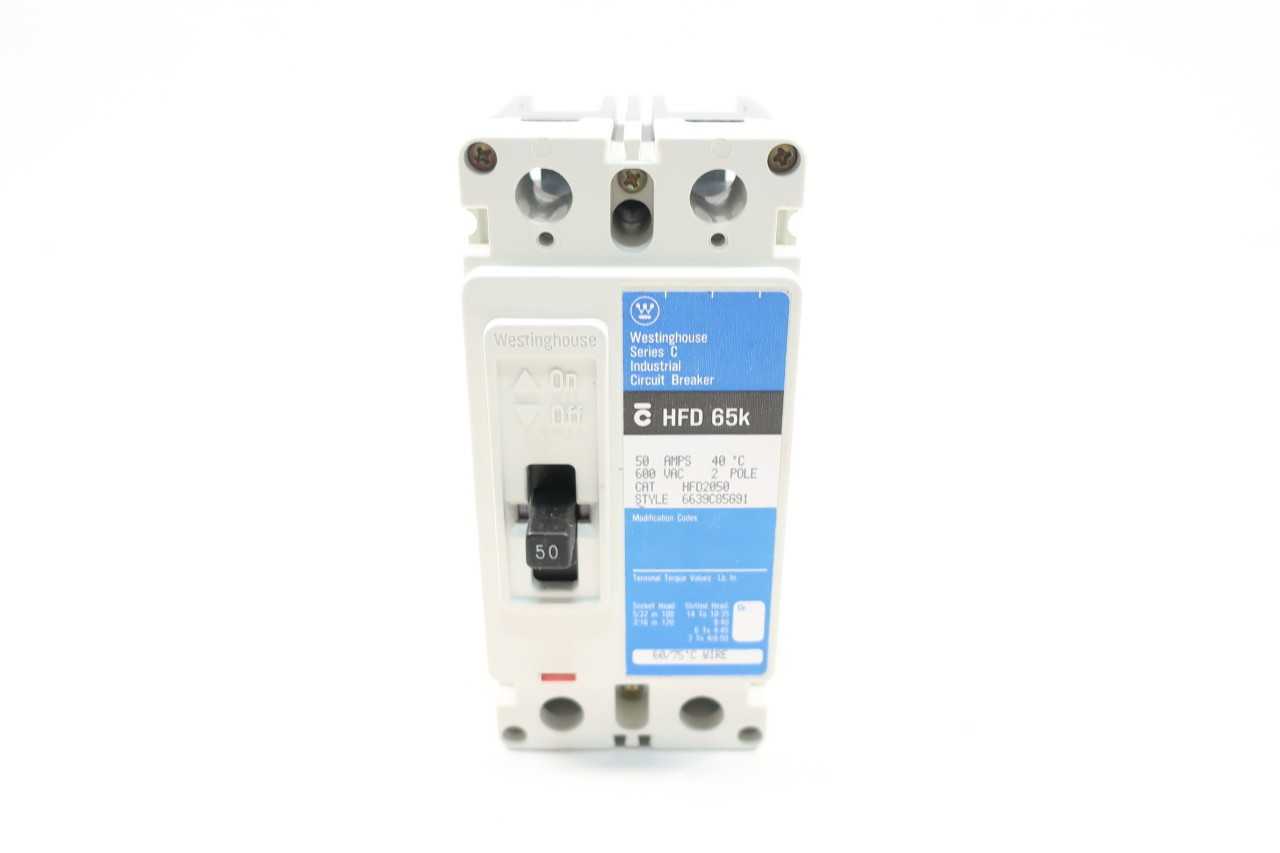 WESTINGHOUSE HFD2050 MOLDED CASE CIRCUIT BREAKER 2P 50A 600V-AC - CIRCUIT BREAKERS