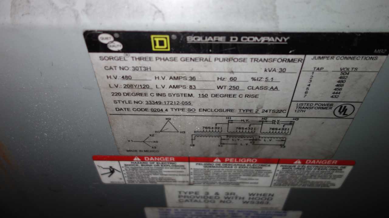 LOT OF 3 ASSORTED 30KVA TRANSFORMERS W/ PANELBOARD - CONTROL TRANSFORMERS