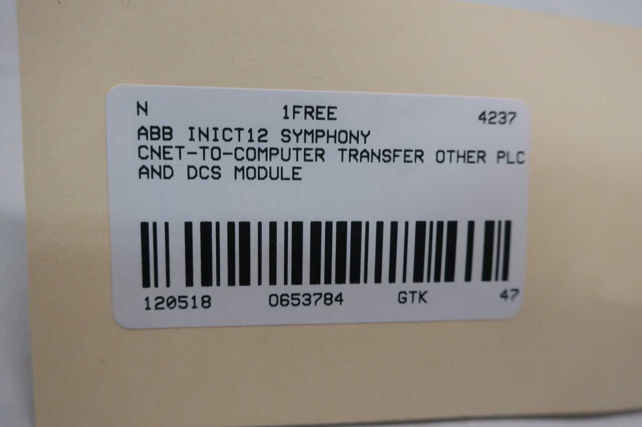 ABB INICT12 SYMPHONY CNET-TO-COMPUTER TRANSFER OTHER PLC AND DCS MODULE - AUTOMATION & CONTROLS