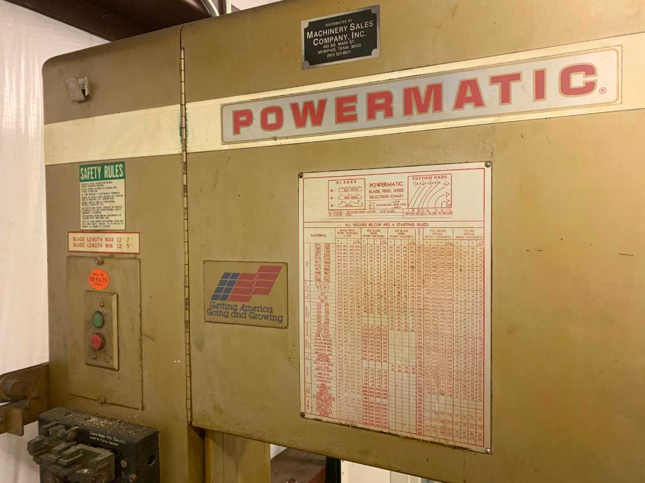 Powermatic Model 87 Vertical Bandsaw - METAL SAWS