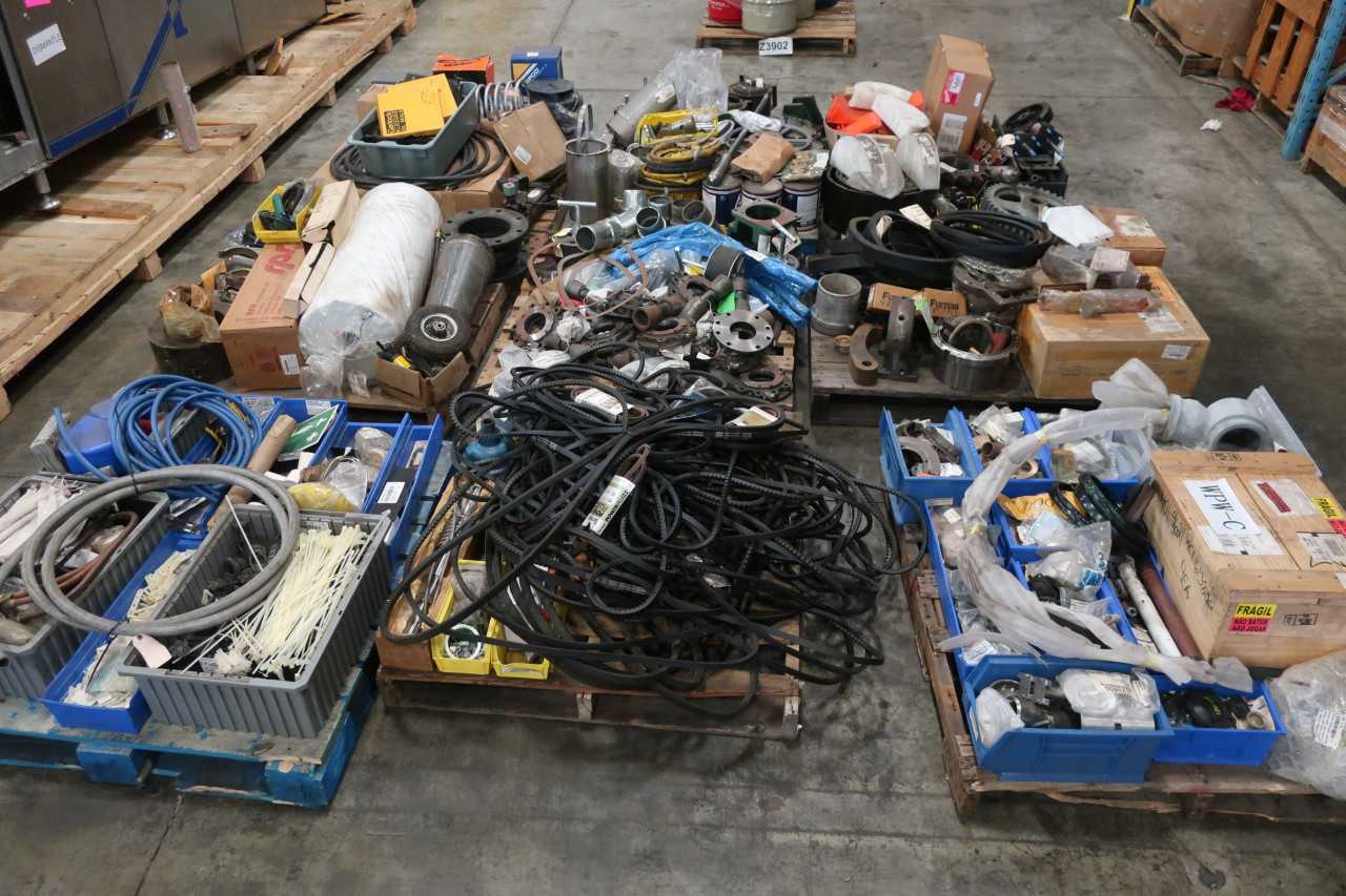 9 PALLETS OF ASSORTED POWER TRANSMISSION BELTS REPLACEMENT PARTS COUPLINGS - POWER TRANSMISSION