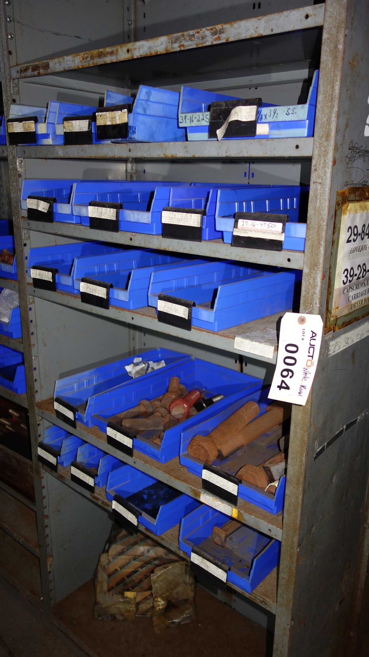 CONTENTS OF 7 SECTIONS OF SHELVING, BOLTS, COUPLINGS - SHELVING