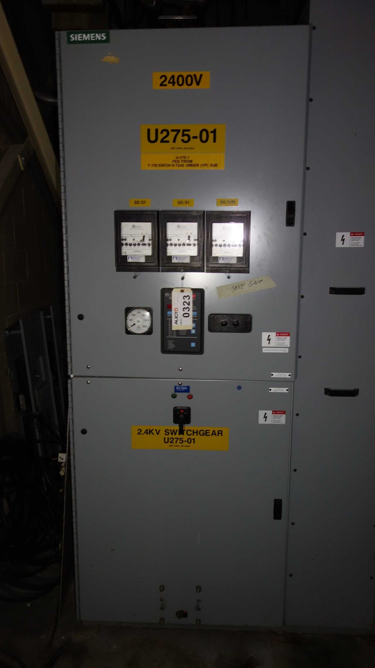 1X SECTION OF SIEMENS 5-GMI 2.4KV SWITCHGEAR PANEL (NO BREAKER, COMPONENTS, BUSBAR, PANEL ONLY) - SWITCHGEAR