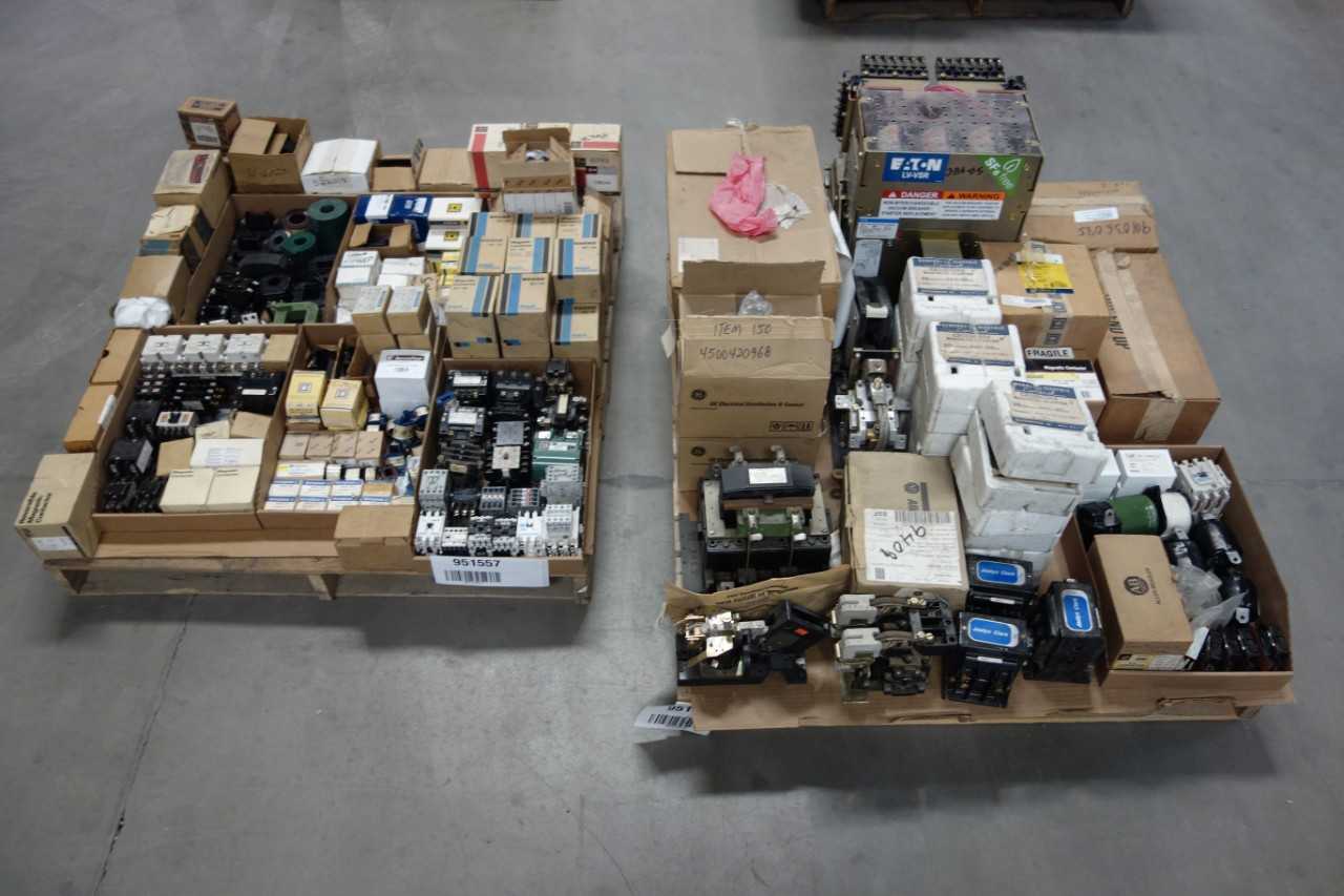 2 PALLETS OF ASSORTED ELECTRICAL CONTACTORS - ELECTRICAL COMPONENTS
