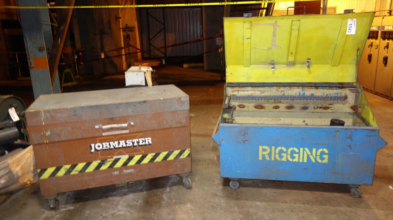 LOT OF 2 ROLLING JOB BOXES WITH CONTENTS - ELECTRIC POWER TOOLS