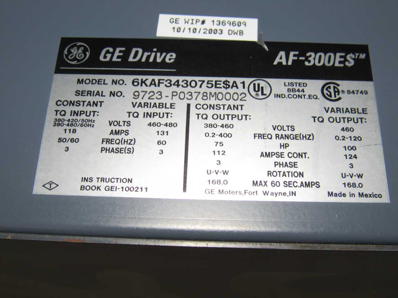 GE Drive - MOTOR DRIVES