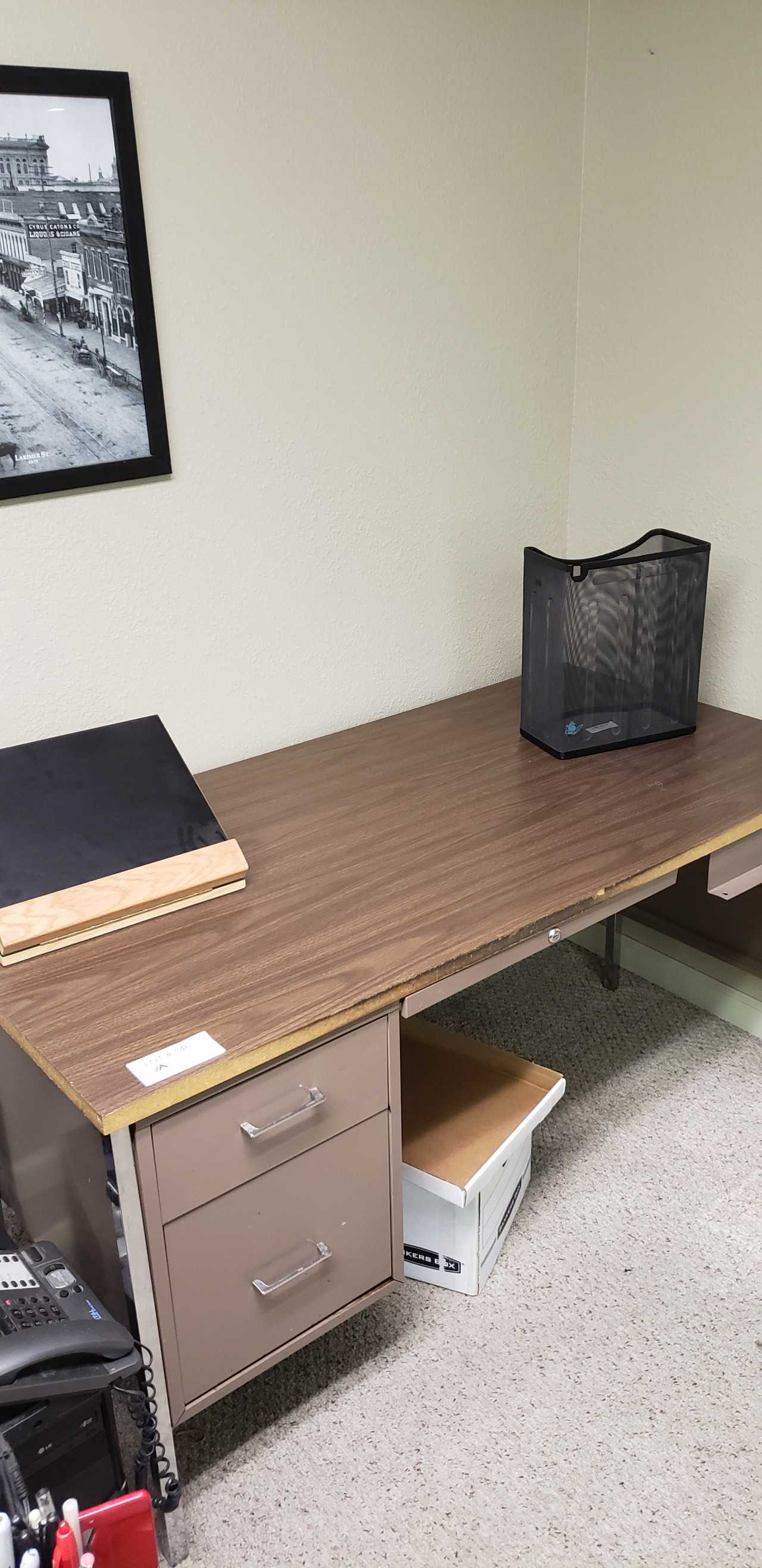 Small Metal Office Desk, Document Stand, Waste Bin - MISCELLANEOUS