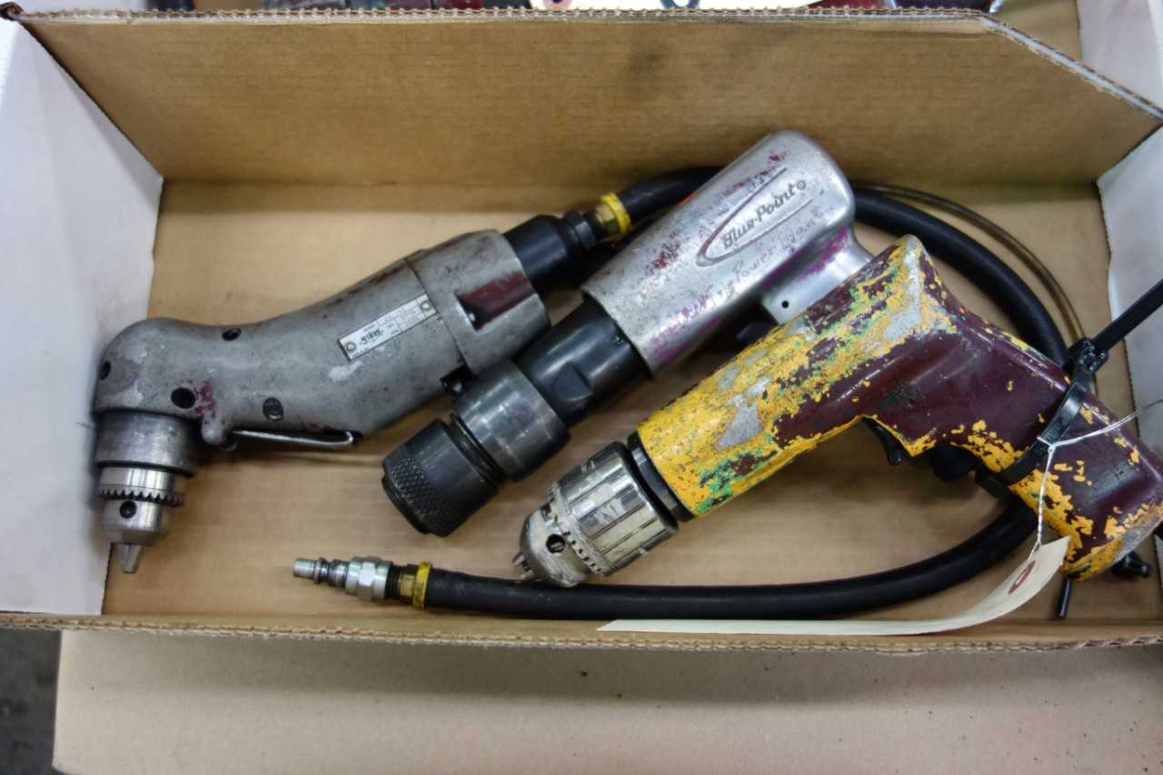 LOT OF 3 ASSORTED PNEUMATIC AIR DRILLS - PNEUMATIC POWER TOOL