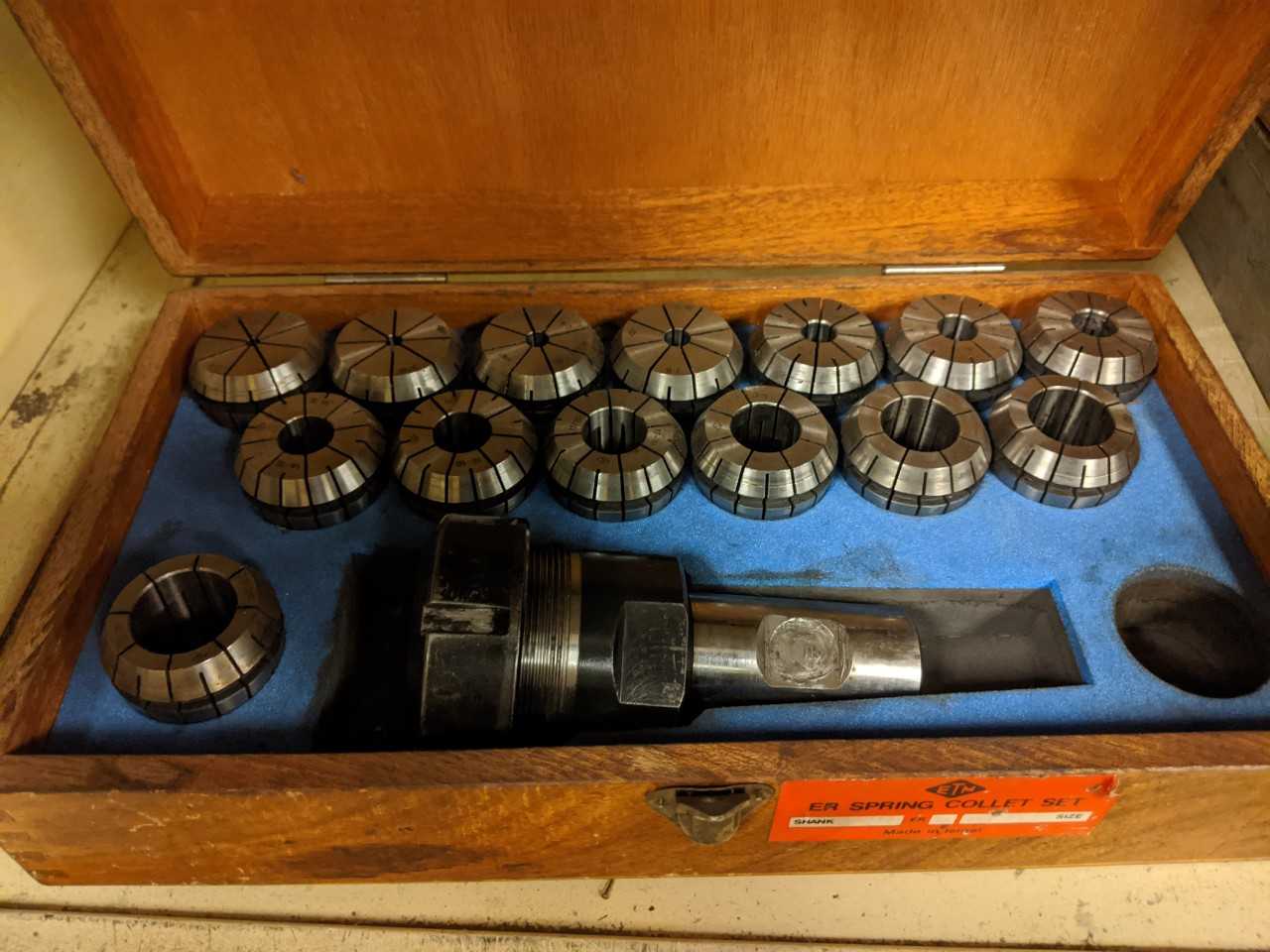 Lot of 2 Shelves Collets, Plug Gages, Milling Parts, and Drill Bits - ELECTRIC POWER TOOLS