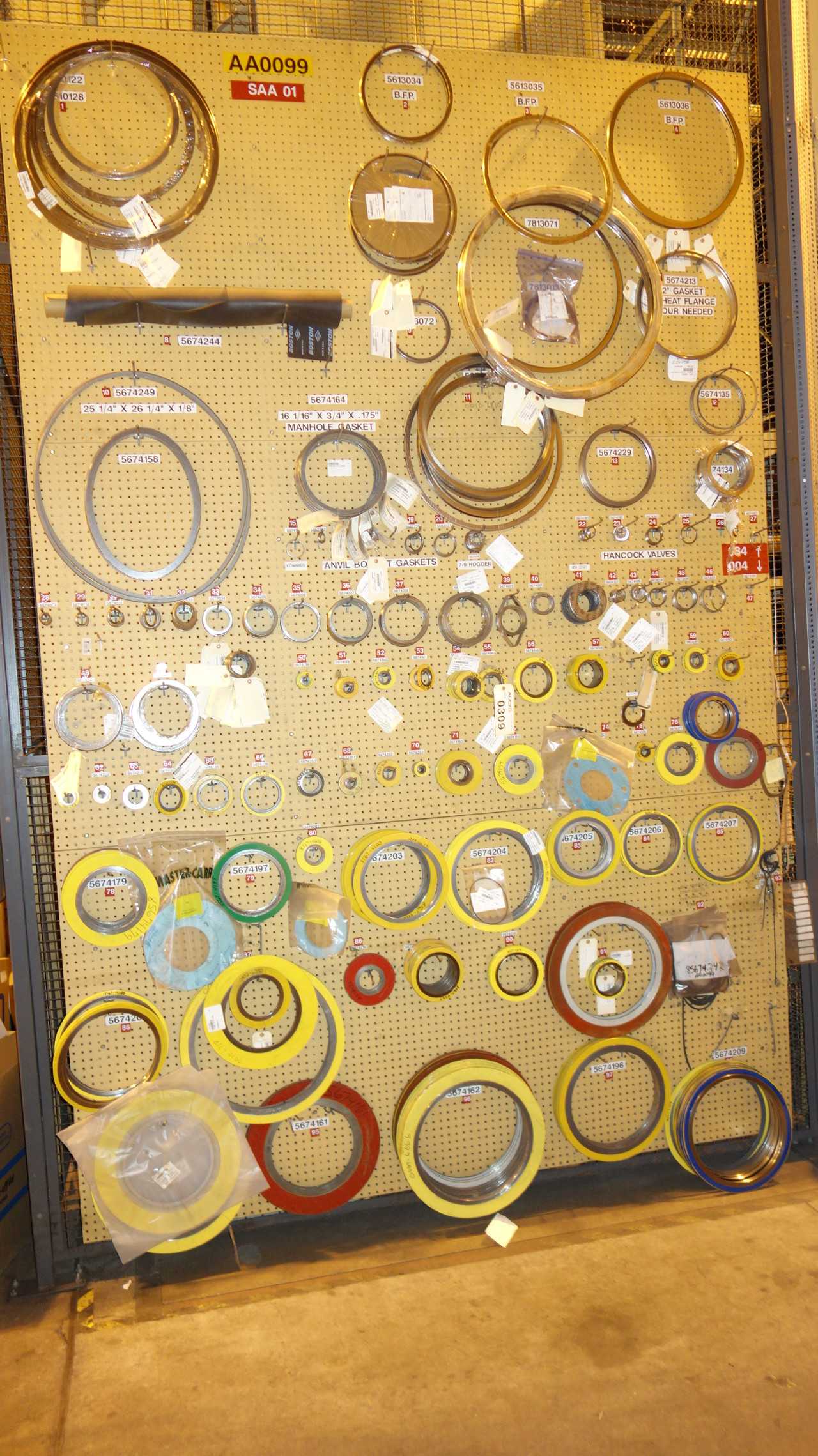 WALL OF ASSORTED GASKETS, SEALS - POWER TRANSMISSION