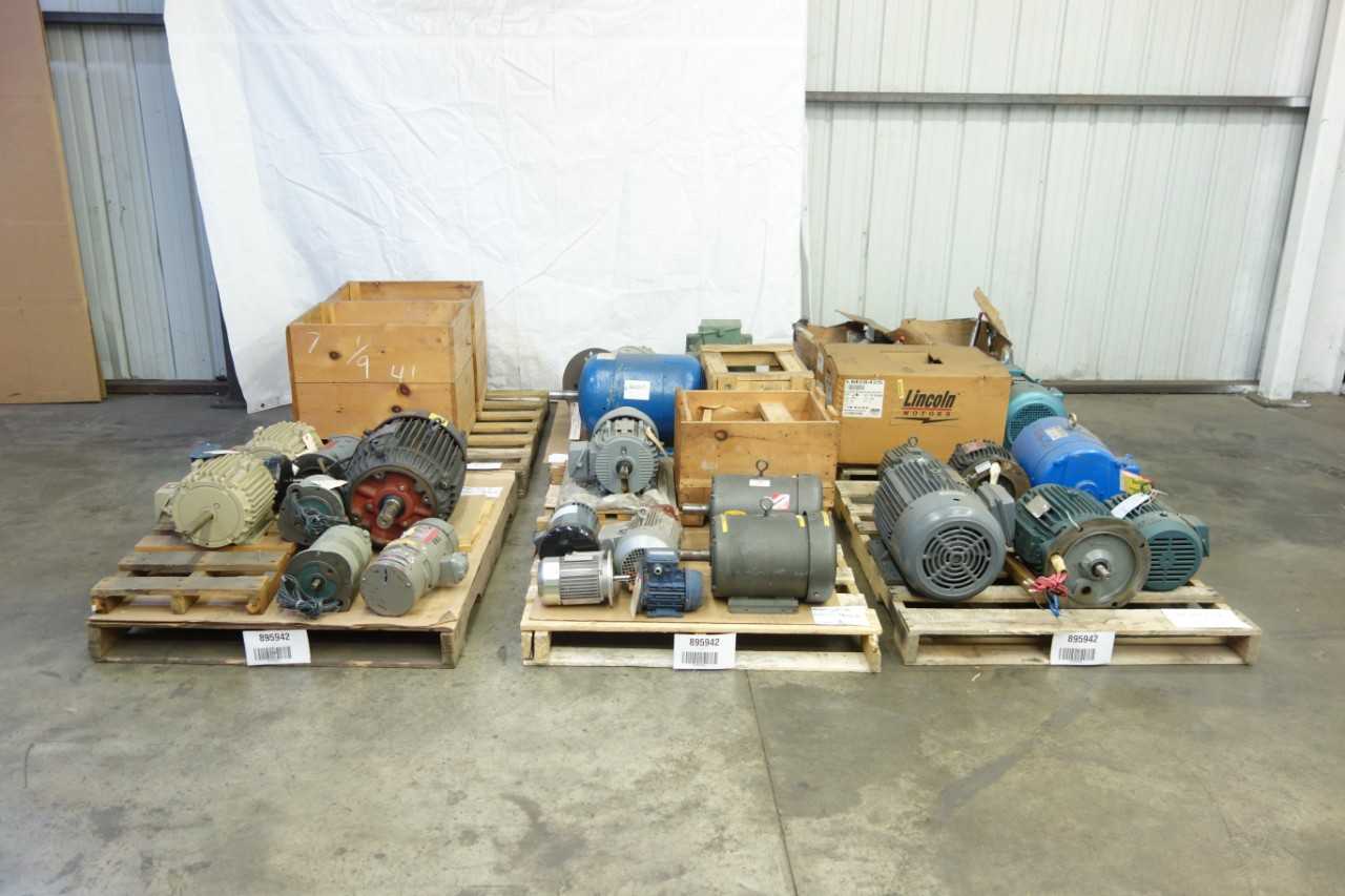 6 PALLETS OF ASSORTED AC/DC MOTORS - ELECTRIC MOTORS