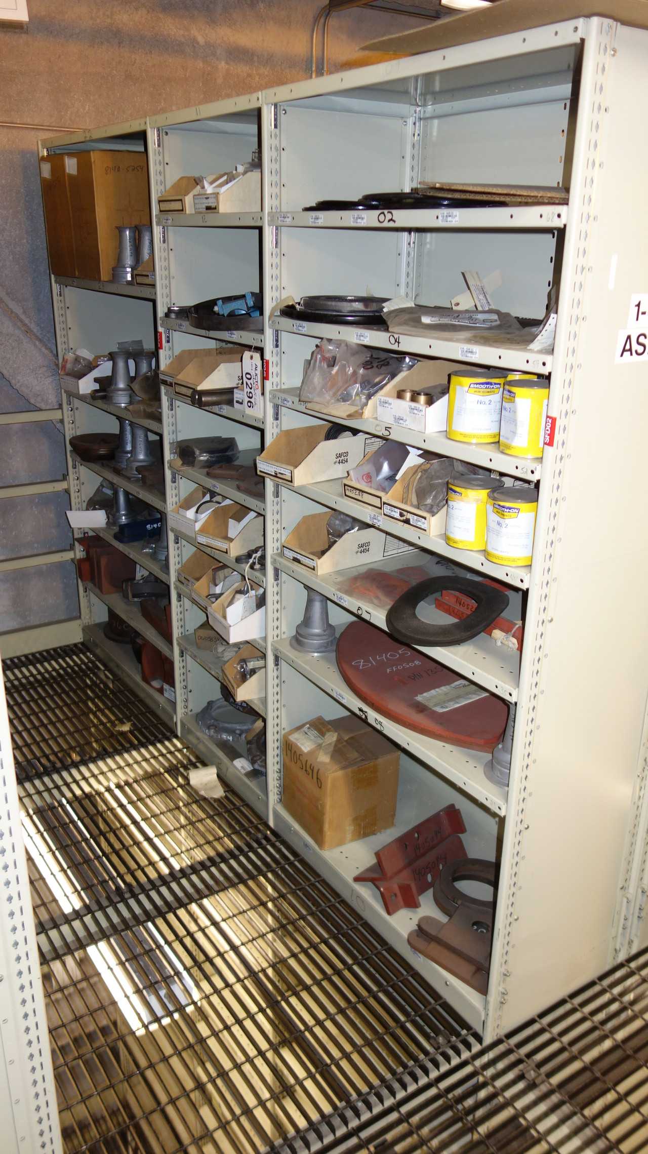 CONTENTS OF 3 SHELF COLUMNS, ASSORTED MRO - SHELVING
