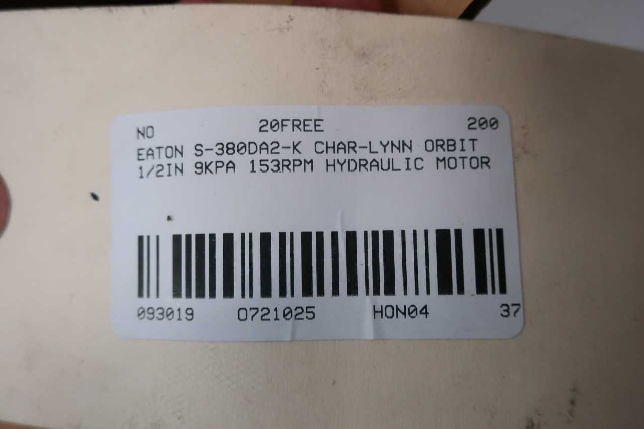 EATON S-380DA2-K CHAR-LYNN ORBIT 1/2IN 9KPA 153RPM HYDRAULIC MOTOR - HYDRAULIC MOTOR