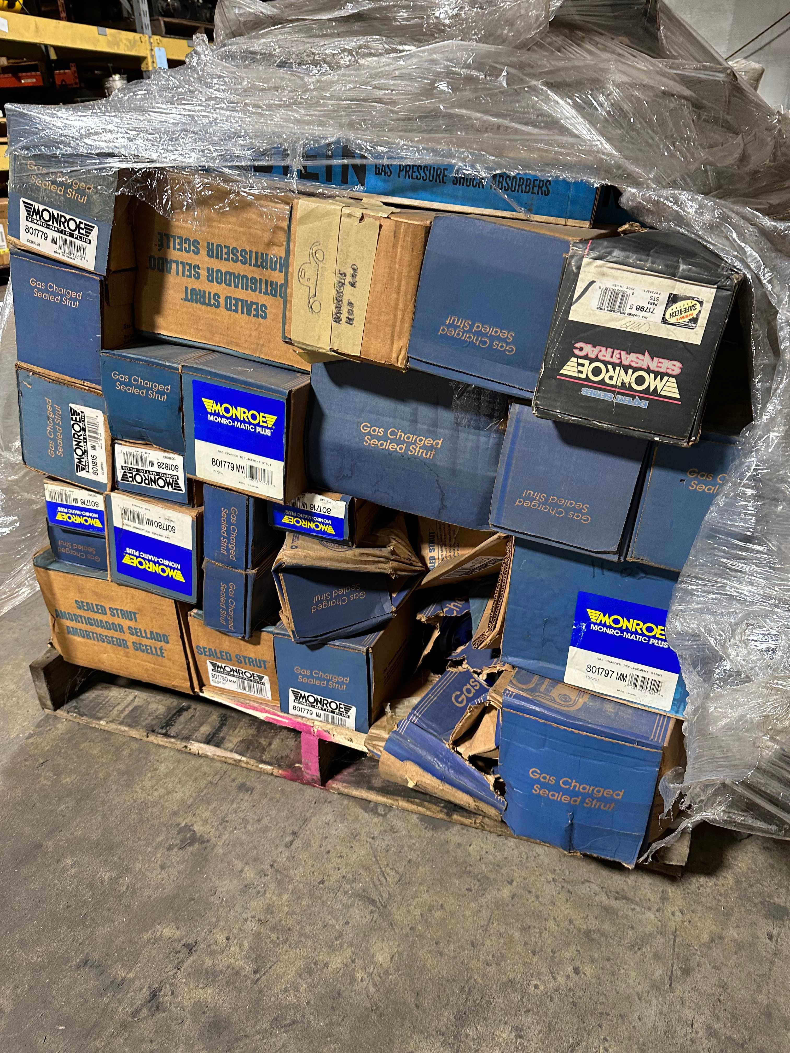 Pallet of Automotive Shocks Monroe Brand - QTY 50+ - INDUSTRIAL PARTS