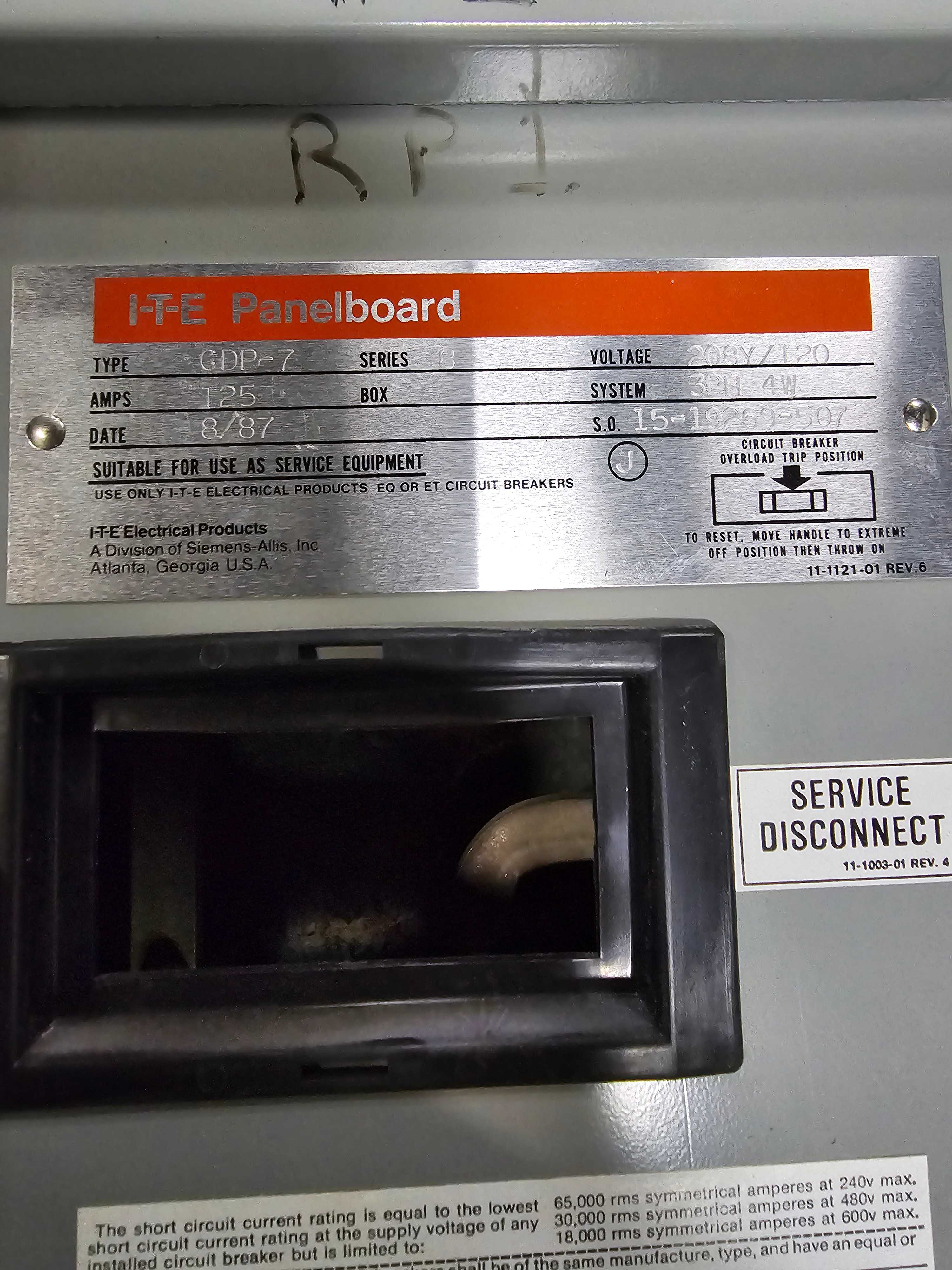 ITE 125 AMP PANELBOARD - ELECTRICAL COMPONENTS