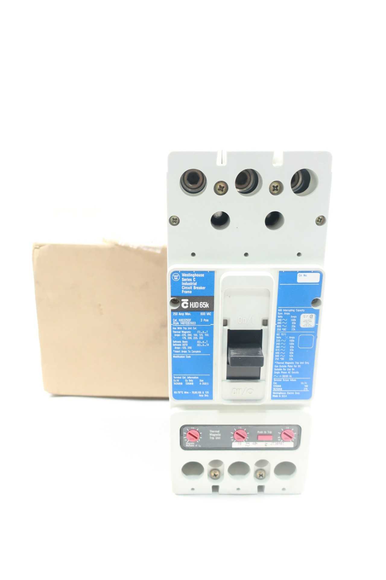 WESTINGHOUSE HJD3250F W/ 90A TRIP UNIT 3P 250A AMP 600V-AC MOLDED CASE CIRCUIT BREAKER - CIRCUIT BREAKERS WESTINGHOUSE HJD3250F W/ 90A TRIP UNIT 3P 250A AMP 600V-AC MOLDED CASE CIRCUIT BREAKER - CIRCUIT BREAKERS