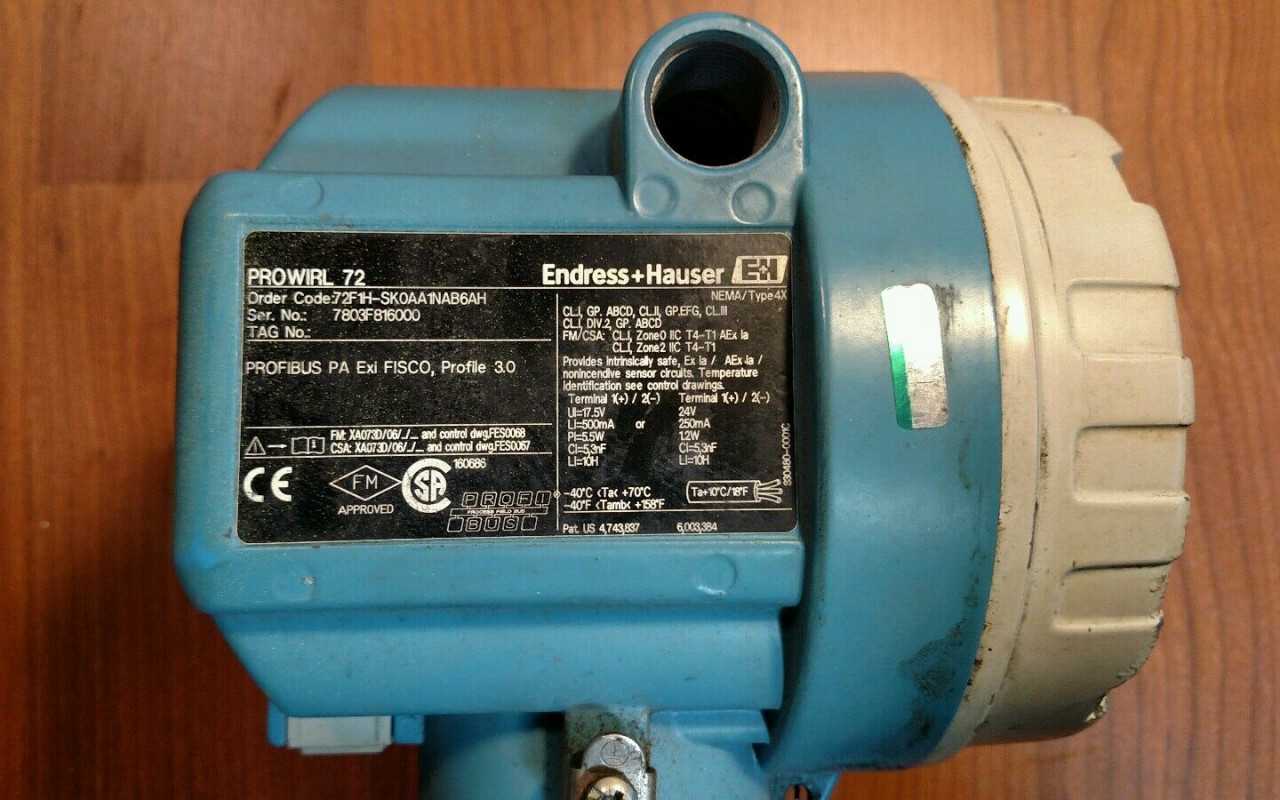 Endress Hauser 72F1H-SK0AA1NAB6AH Prowirl 72 F Flowmeter - Used - Bench Tested - FLOW METER