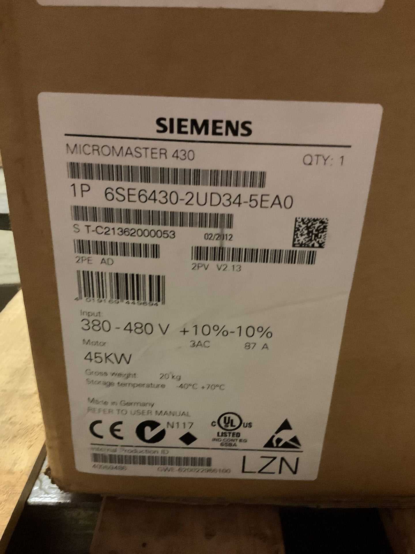 SIEMENS CORP MICROMASTER 430 AC VFD DRIVE - AC VFD DRIVES