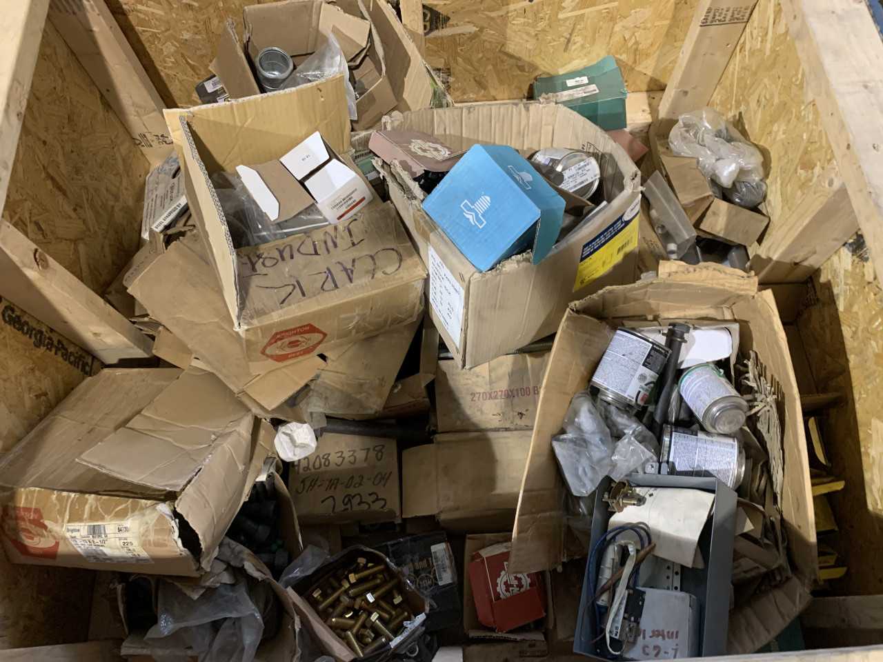 CRATE OF MISC. BOLTS VARIOUS SIZES - ELECTRIC POWER TOOLS