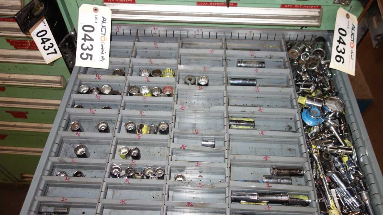 CONTENTS OF STANLEY VIDMAR TOOLBOX SOCKETS ALLEN WRENCHES CUTTING TIPS ASSORTED TOOL - HAND TOOLS