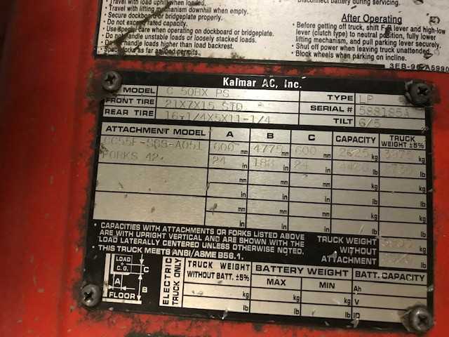 2005 Kalmar C50BXPSTT188 LP sitdown counterbalance, Grand Rapids, MI - FORKLIFTS
