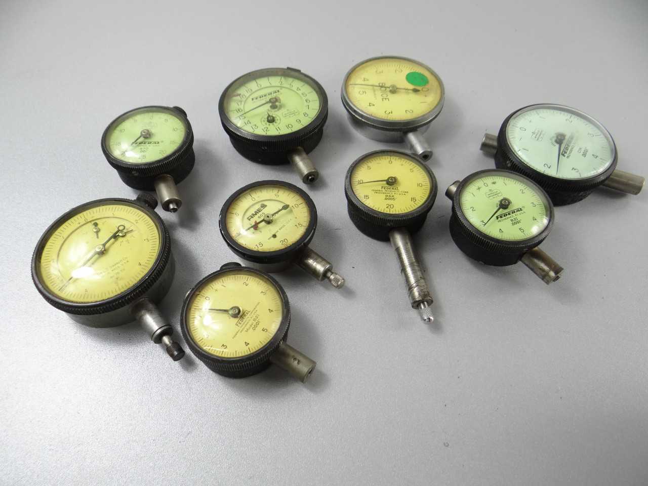 Lot of 9 Dial Indicators Federal Starrett - ELECTRIC POWER TOOLS