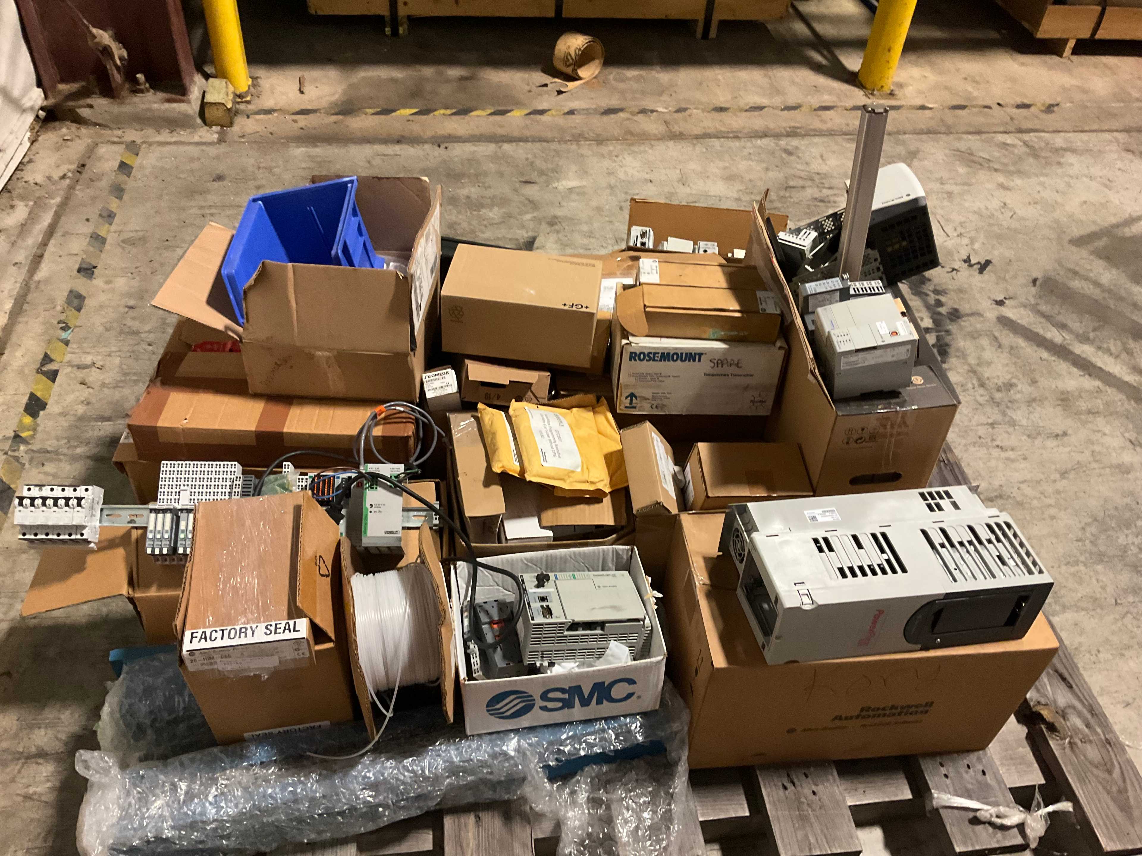 PALLET OF ASSORTED CONTROLS AND MRO - AUTOMATION & CONTROLS PARTS & ACCESSORIES