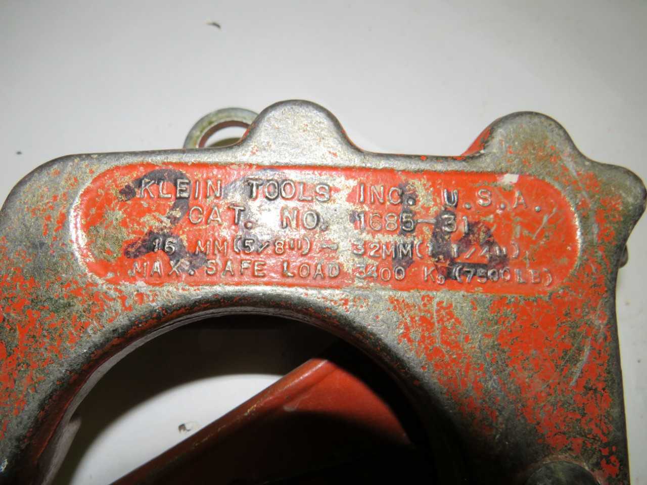 LOT OF 2 KLEIN 1685-31 7500 LBS MAX LOAD BULLDOG WIRE PULLING GRIP - ELECTRIC POWER TOOLS