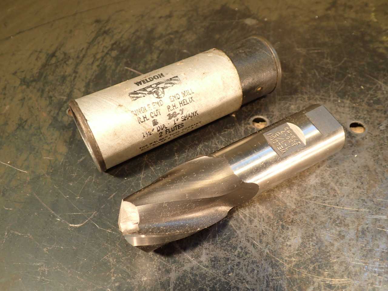 Weldon 1-1/8" 2-Flute Center Cutting End Mill 1-5/8" Shoulder 1" Shank B36-7 USA - TOOLING FOR MILLING MACHINES