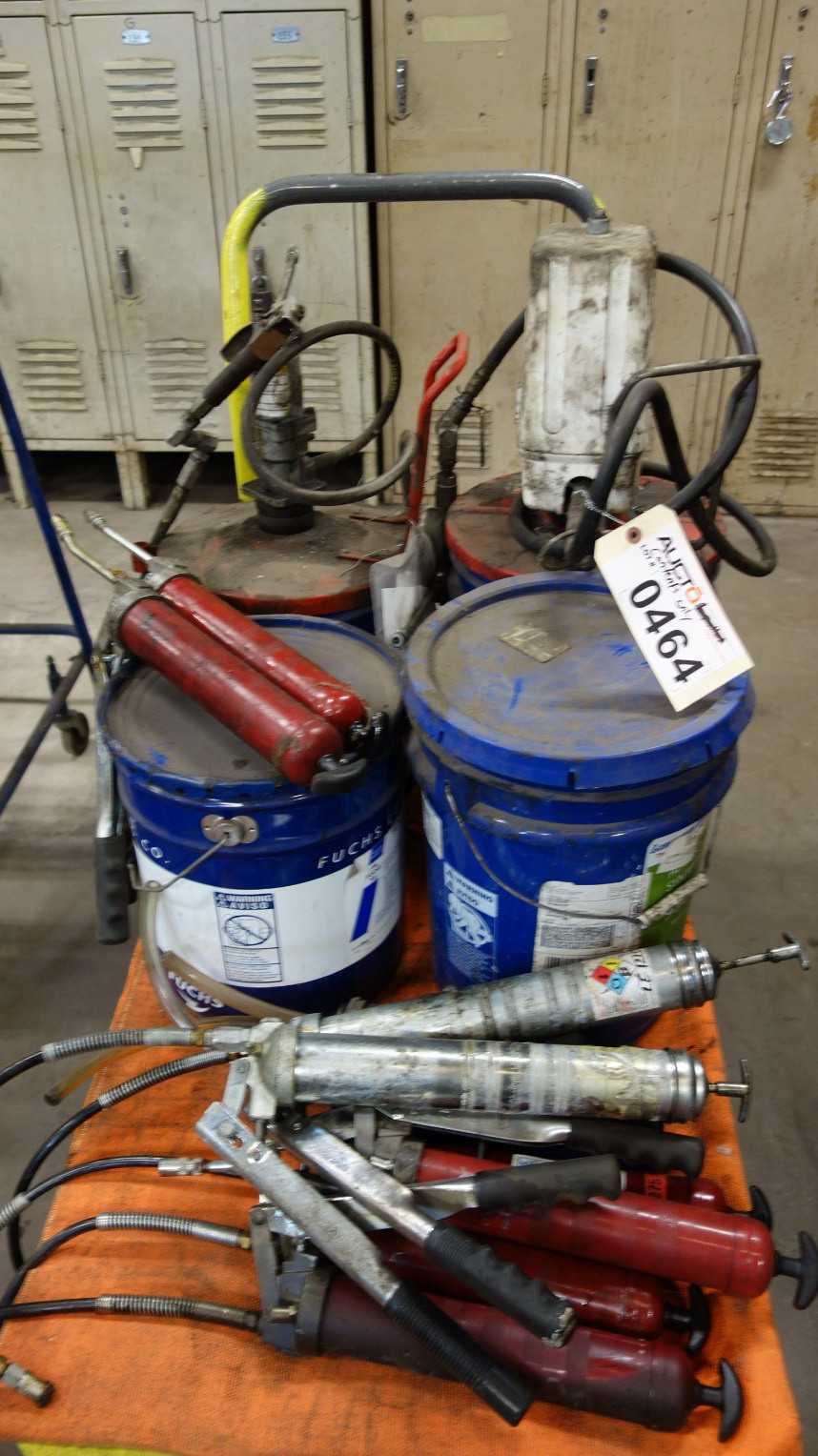 ASSORTED LOT OF GREASE AND GREASE GUNS - ELECTRIC POWER TOOLS