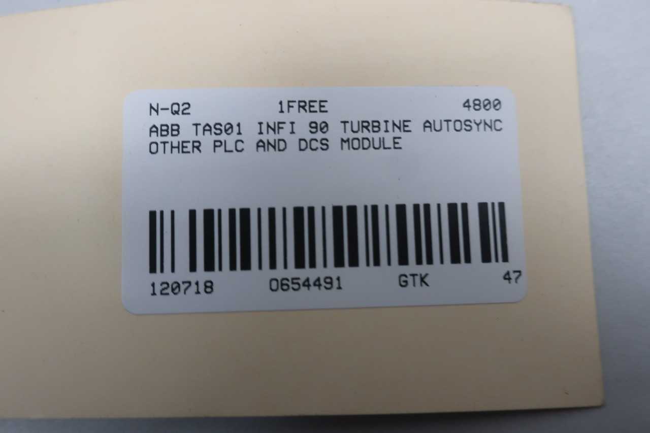 ABB TAS01 INFI 90 TURBINE AUTOSYNC OTHER PLC AND DCS MODULE - AUTOMATION & CONTROLS