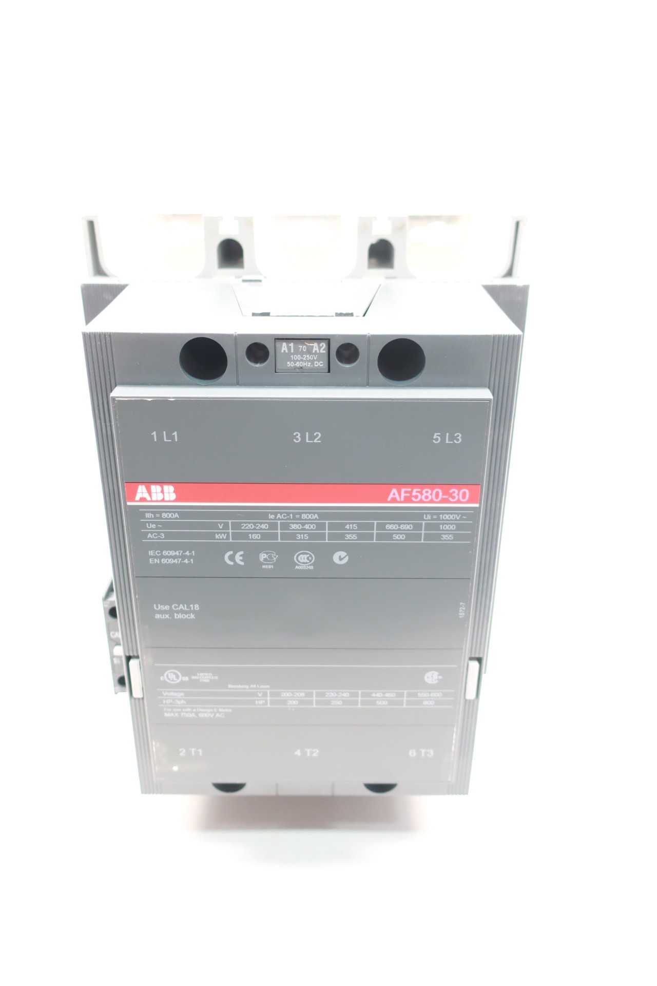ABB 1SFL617001R7011 AF580-30-11 100-250V-AC 750A AMP 500HP AC CONTACTOR - CONTACTORS