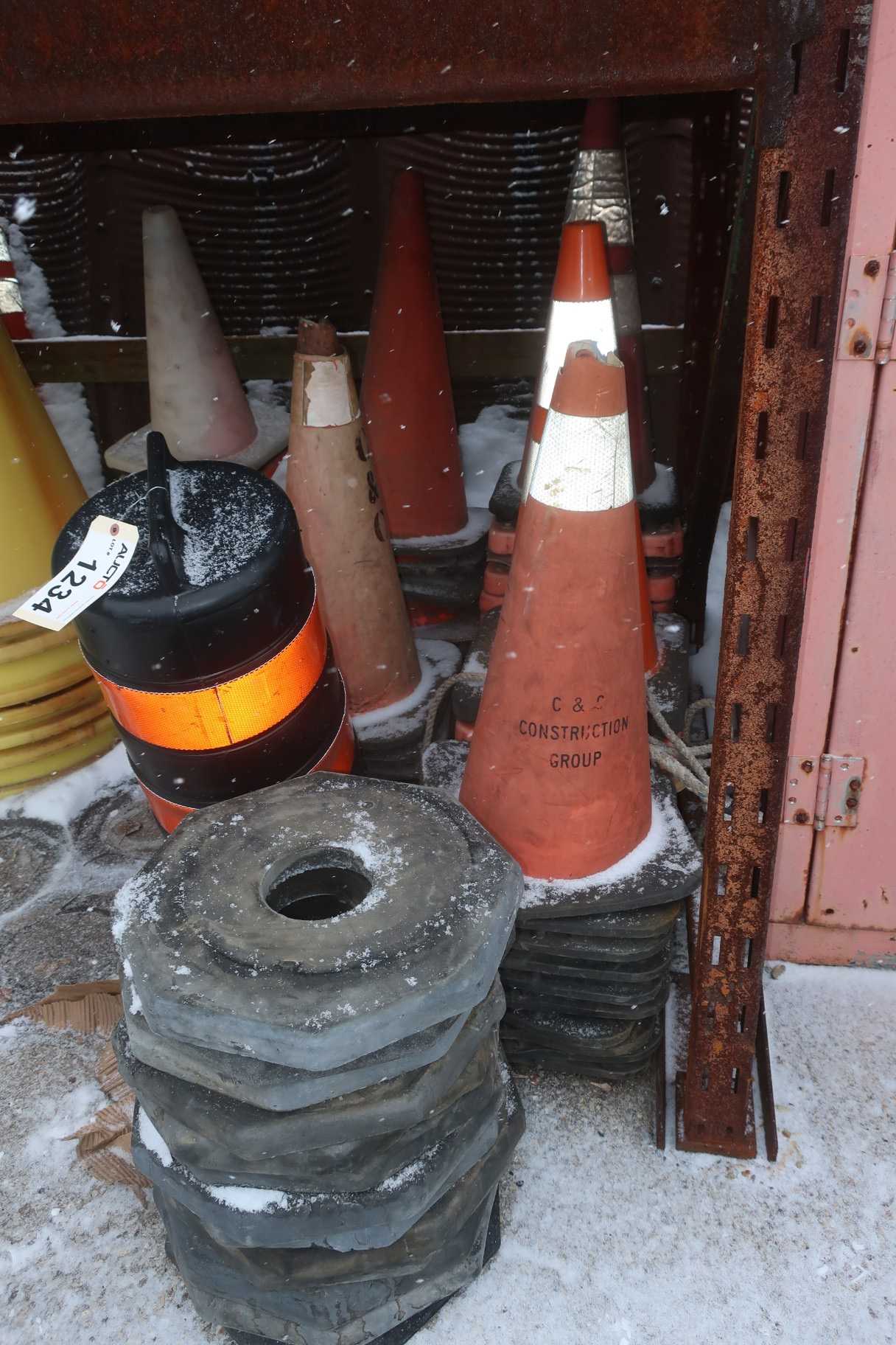 LOT OF ASSORTED SAFETY CONES - TRAILER MOUNTED EQUIPMENT