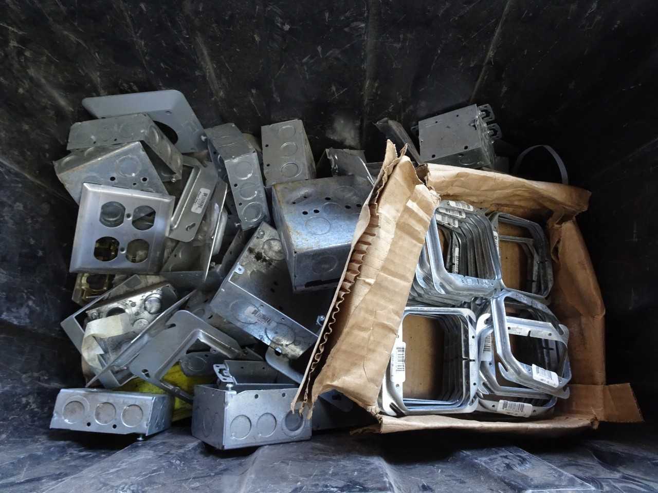 Plastic bin Full of electrical boxes &supplies - ELECTRICAL COMPONENTS