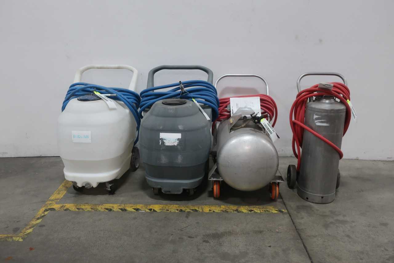 LOT OF 4 ECOLABS MOBILE FOAMERS - ROLLING CARTS