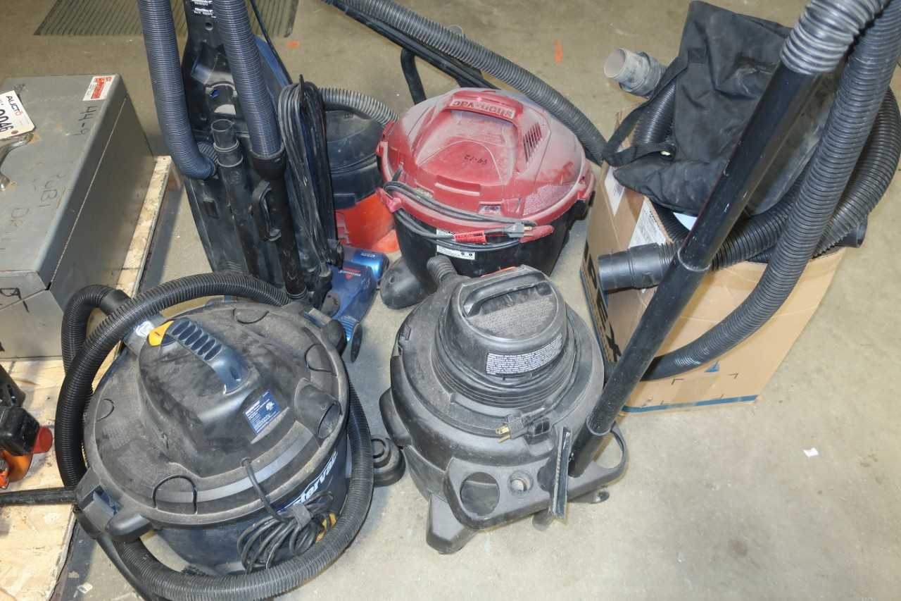 LOT OF ASSORTED SHOP-VACS, VACUUMS - STEAM CLEANING MACHINES