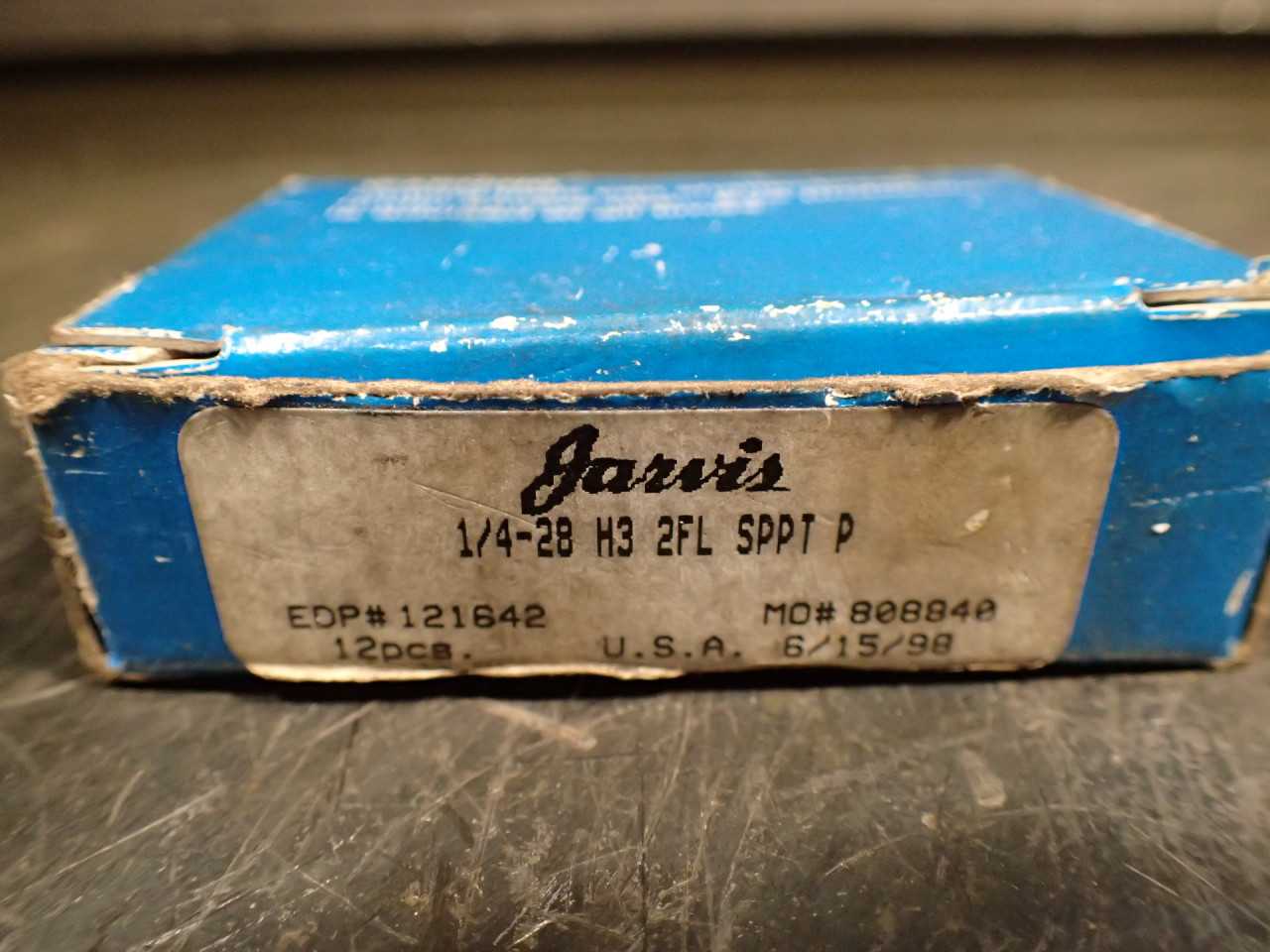 12-Pack Jarvis 1/4" -28 NF 2-Flute Spiral Point Hand Thread Taps: GH-3, USA Made - MACHINING ACCESSORIES & TOOLING