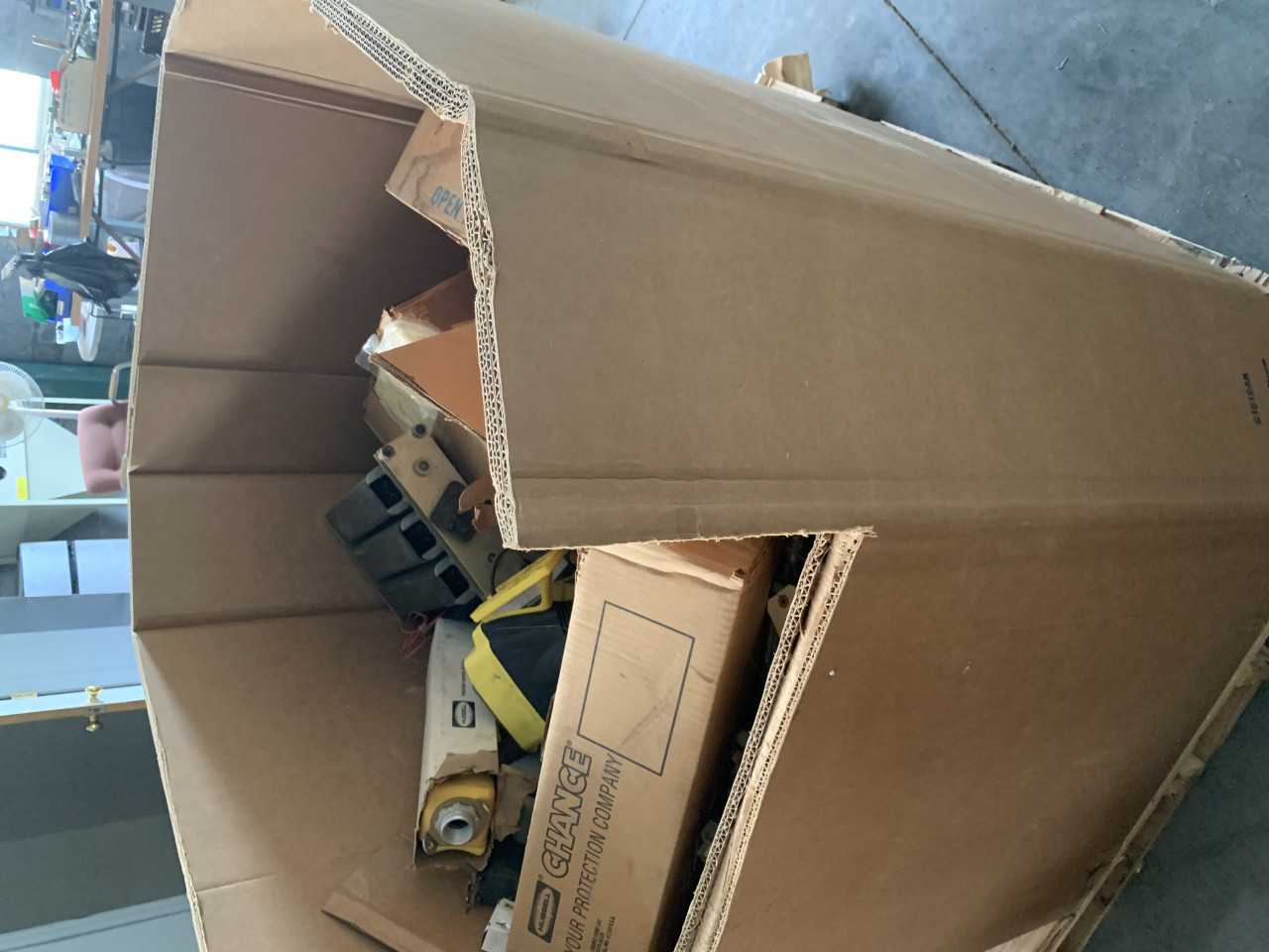 CRATE OF ELECTRICAL AUTOMATION EQUIPMENT PARTS HUBBELL ETC. - ELECTRICAL COMPONENTS