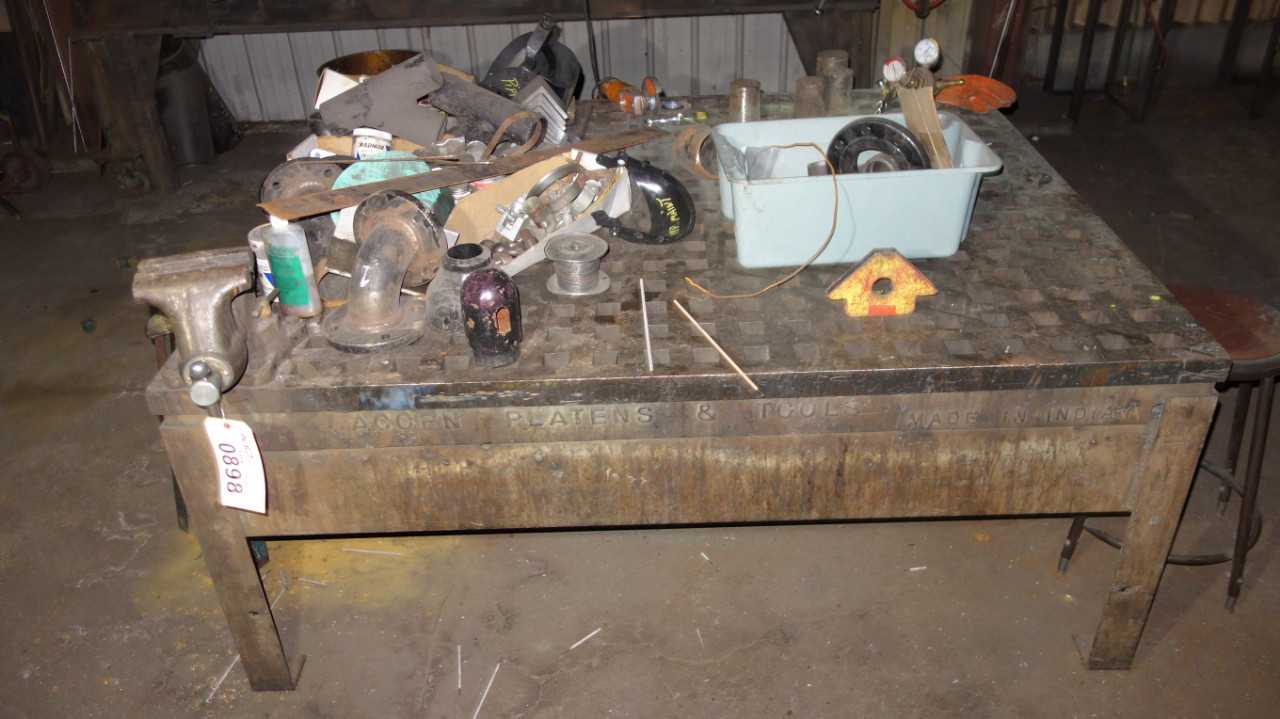 ACORN PLATEN WELDING WORK TABLE WITH VISE CONTENTS - MISCELLANEOUS