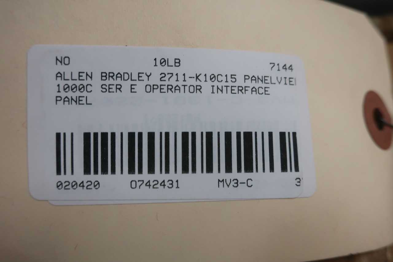 ALLEN BRADLEY 2711-K10C15 PANELVIEW 1000C OPERATOR INTERFACE - AUTOMATION & CONTROLS