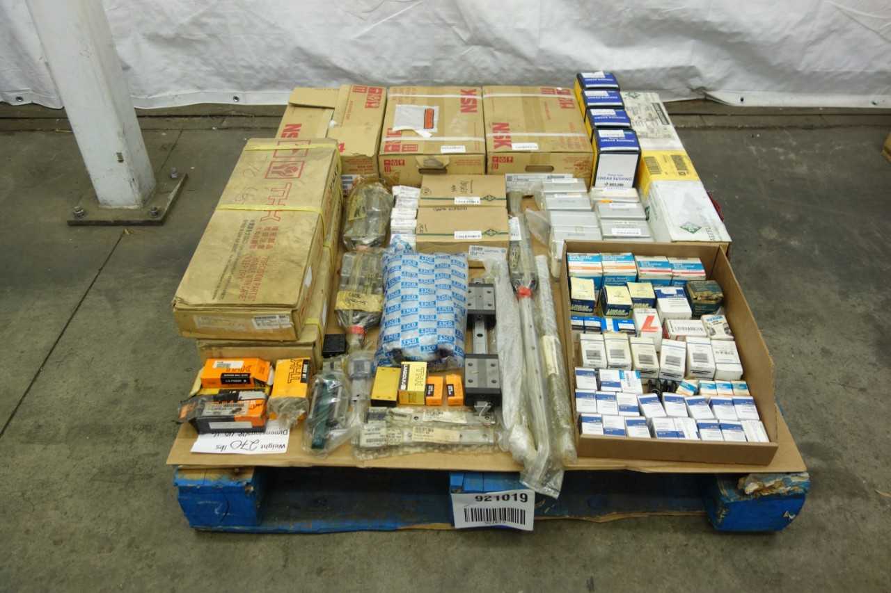 PALLET OF ASSORTED LINEAR BEARINGS, BUSHINGS, RAILS, GUIDES - BEARINGS