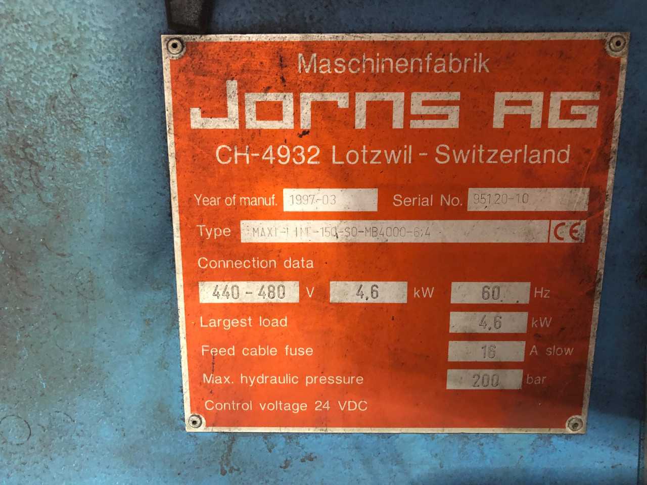 21' (6400mm) x 16 Gauge Jorns CNC Sheet Metal Folder - METAL CUTTING EQUIPMENT