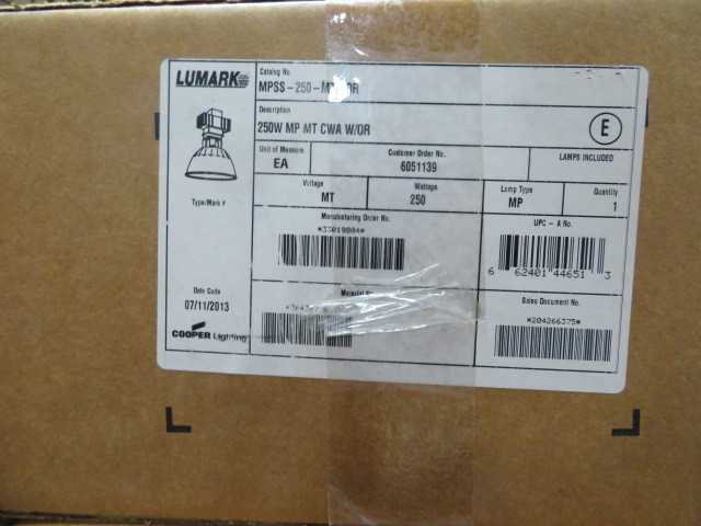 Lumark: 250 Watt HID Fixtures MPSS-250-MT-OR (19) boxes - MACHINING ACCESSORIES & TOOLING