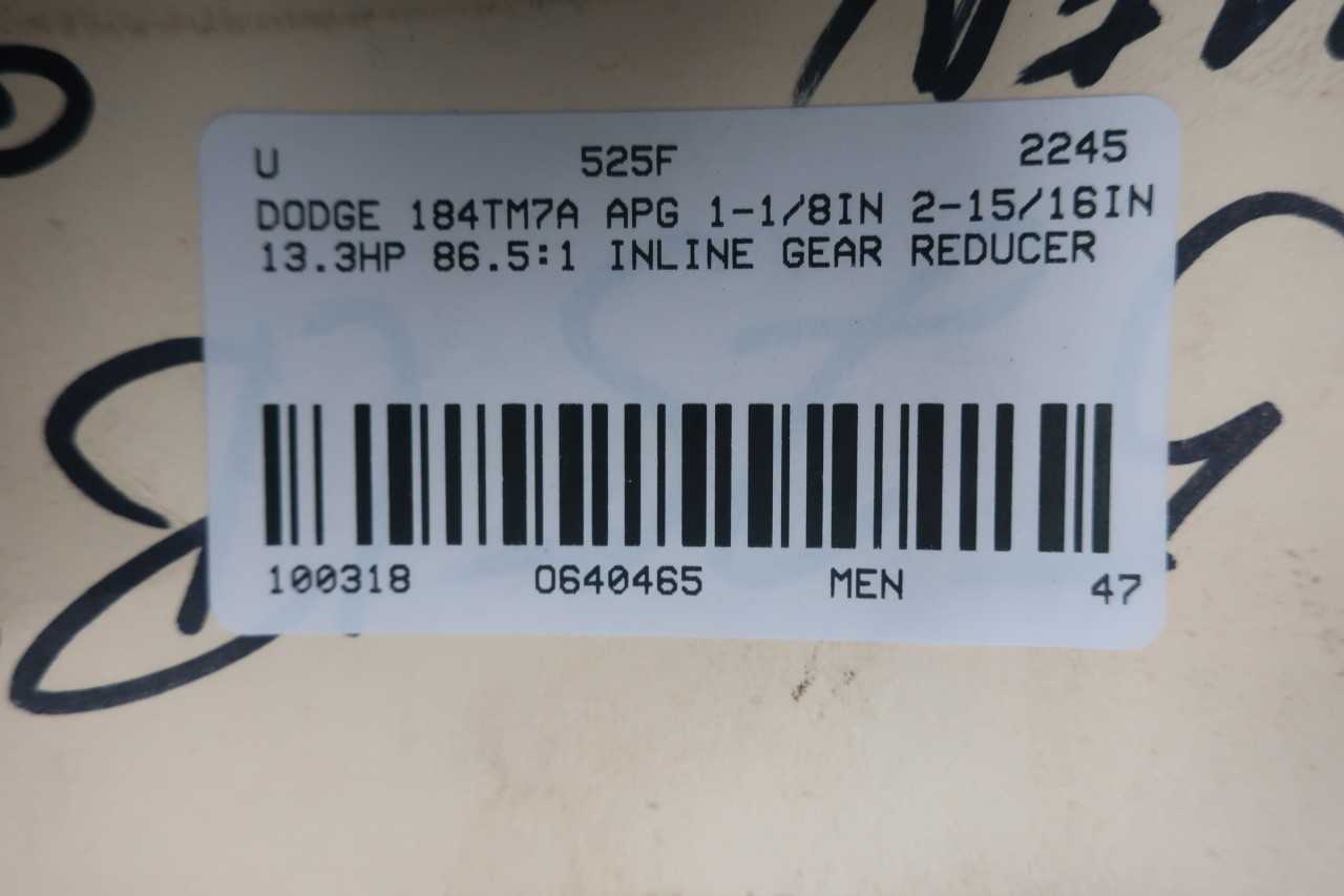 DODGE 184TM7A APG 1-1/8IN 2-15/16IN 13.3HP 86.5:1 INLINE GEAR REDUCER - GEAR REDUCERS