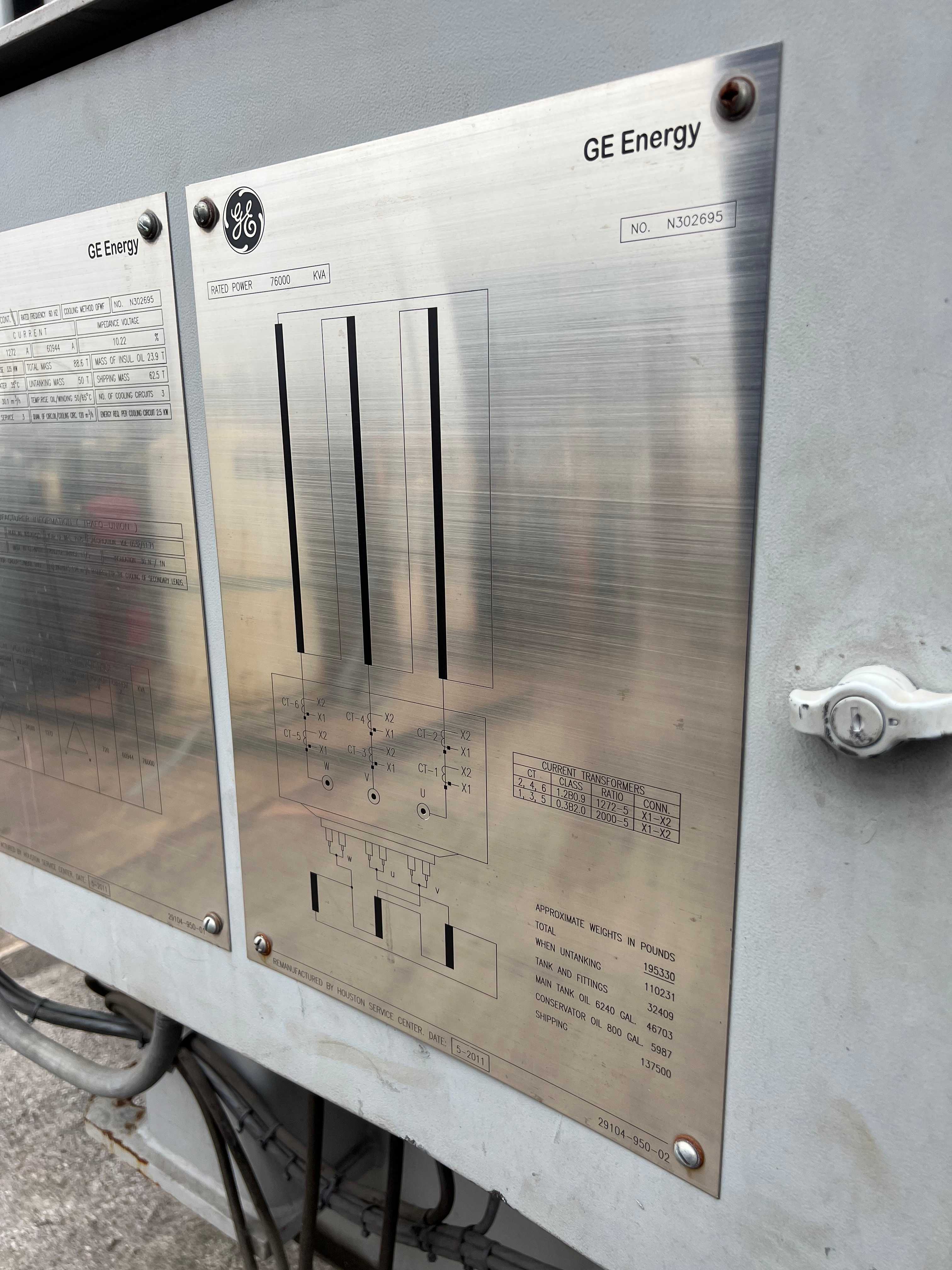 Refurbished GE Transformer 76MVA - CONTROL TRANSFORMERS