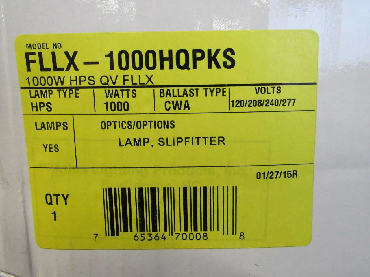 Atlas FLLX-1000HQPKS Lighting Fixture HPS 120/208/240/277 1000 Watts - LIGHTING