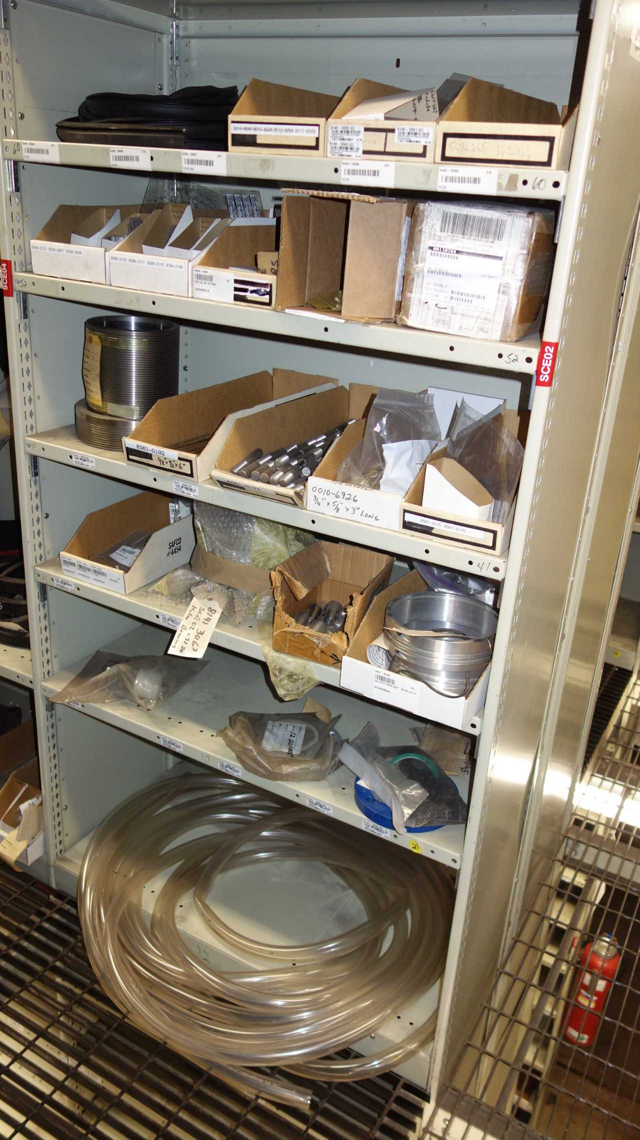 CONTENTS OF 4 SHELF COLUMNS, TURBINE PARTS - SHELVING